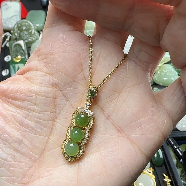 和田玉银S925镶嵌颈饰