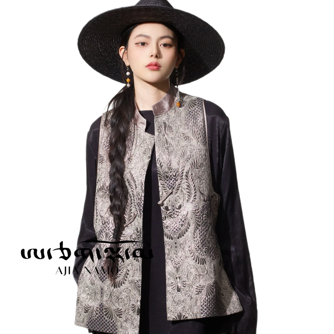 AJ-NAMO原创设计丝缎提花马甲B532