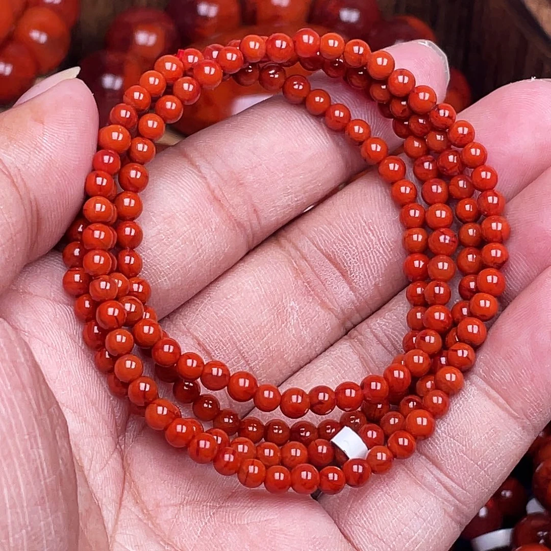 南红玛瑙未镶嵌手链南红瓦西卡4多圈