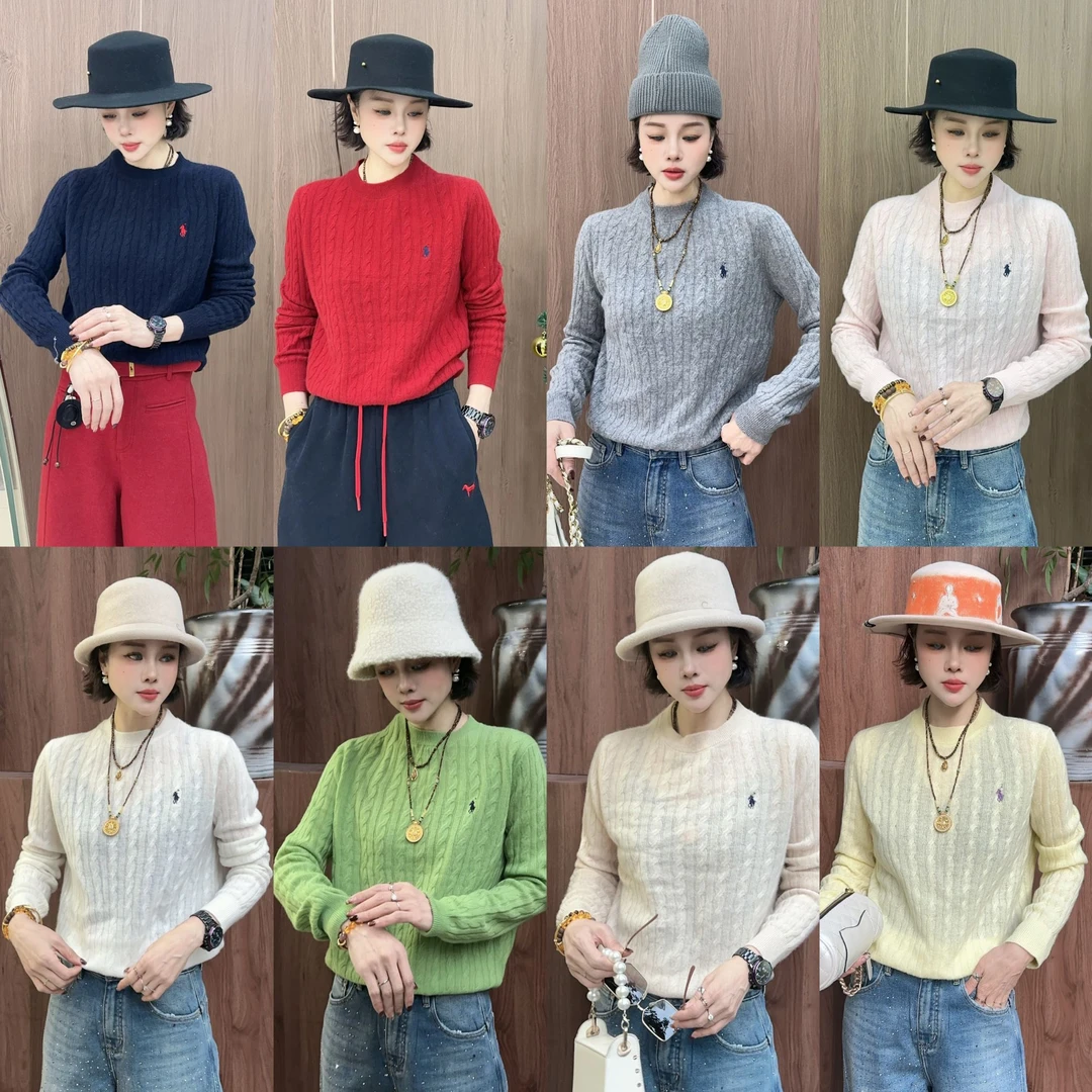 YUANJIE欧洲站冬季新款时尚圆领麻花百搭显瘦山羊绒针织打底衫女