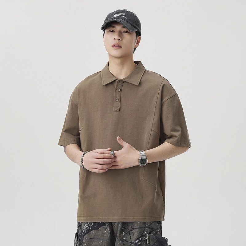 赤单2658夏重磅280G纯棉宽松日系T恤百搭简约设计款男士POLO短袖