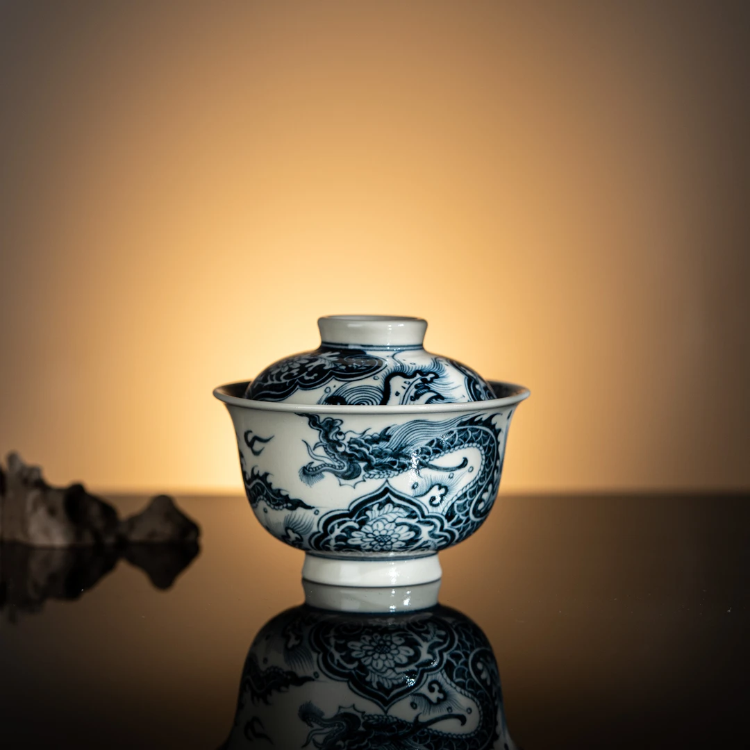 【欢聚一堂】蜜色釉穿花龙纹盖碗 135cc 家茶周边