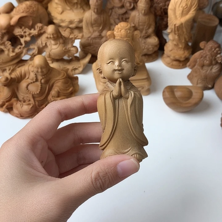 把件檀香木檀香无忧小和尚