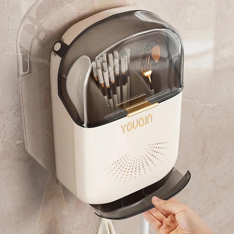 优勤筷子收纳盒厨房筷子筒置物架墙上壁挂式家用沥水勺子桶筷笼篓