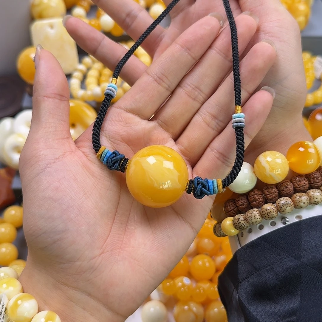 琥珀珠宝奇石未镶嵌锁骨33mm