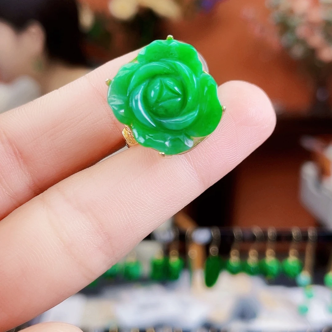 翡翠银S925镶嵌耳饰