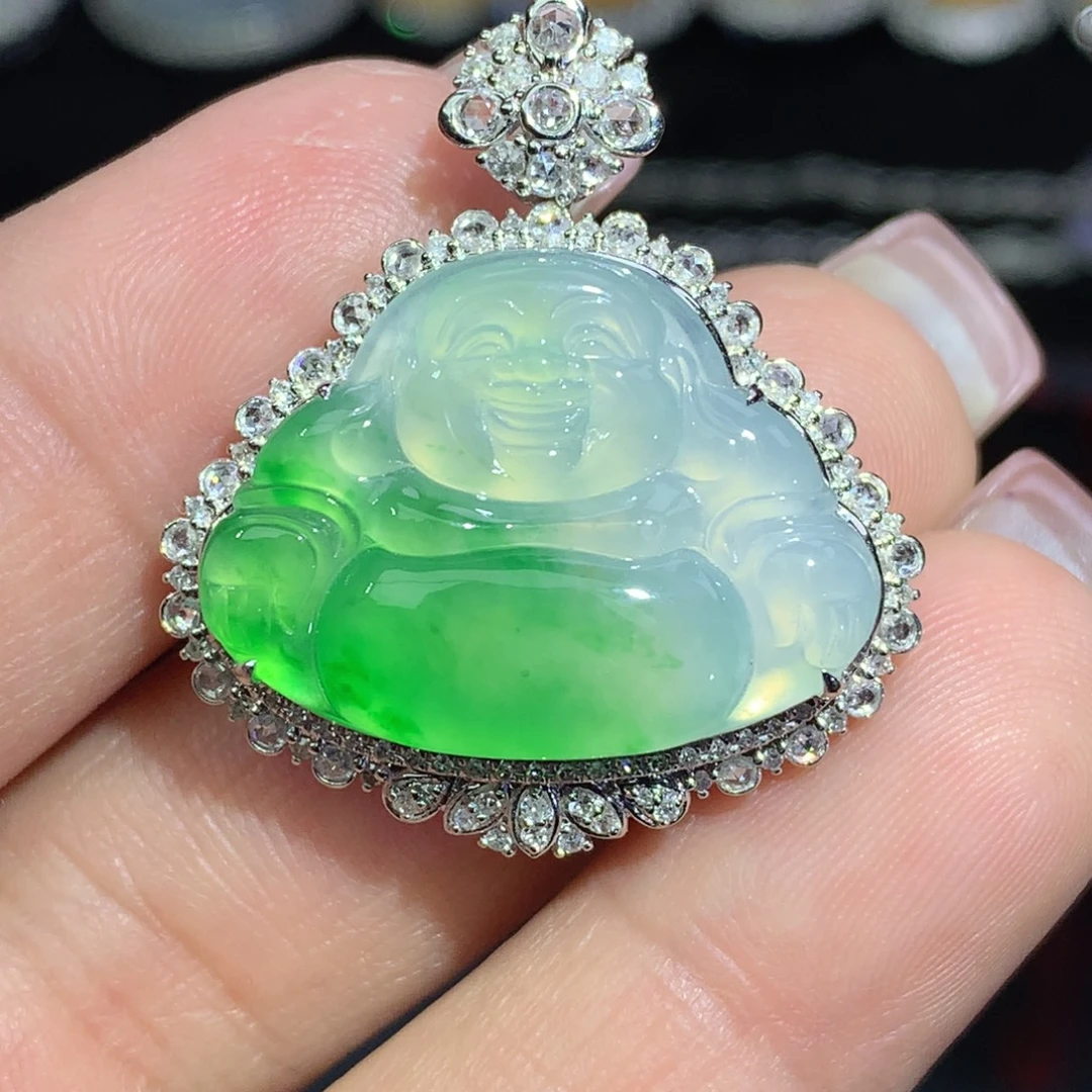 翡翠18K金镶嵌吊坠(不含链)