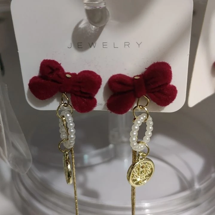 合金亚克力合金喜乐流苏耳环过年好期待