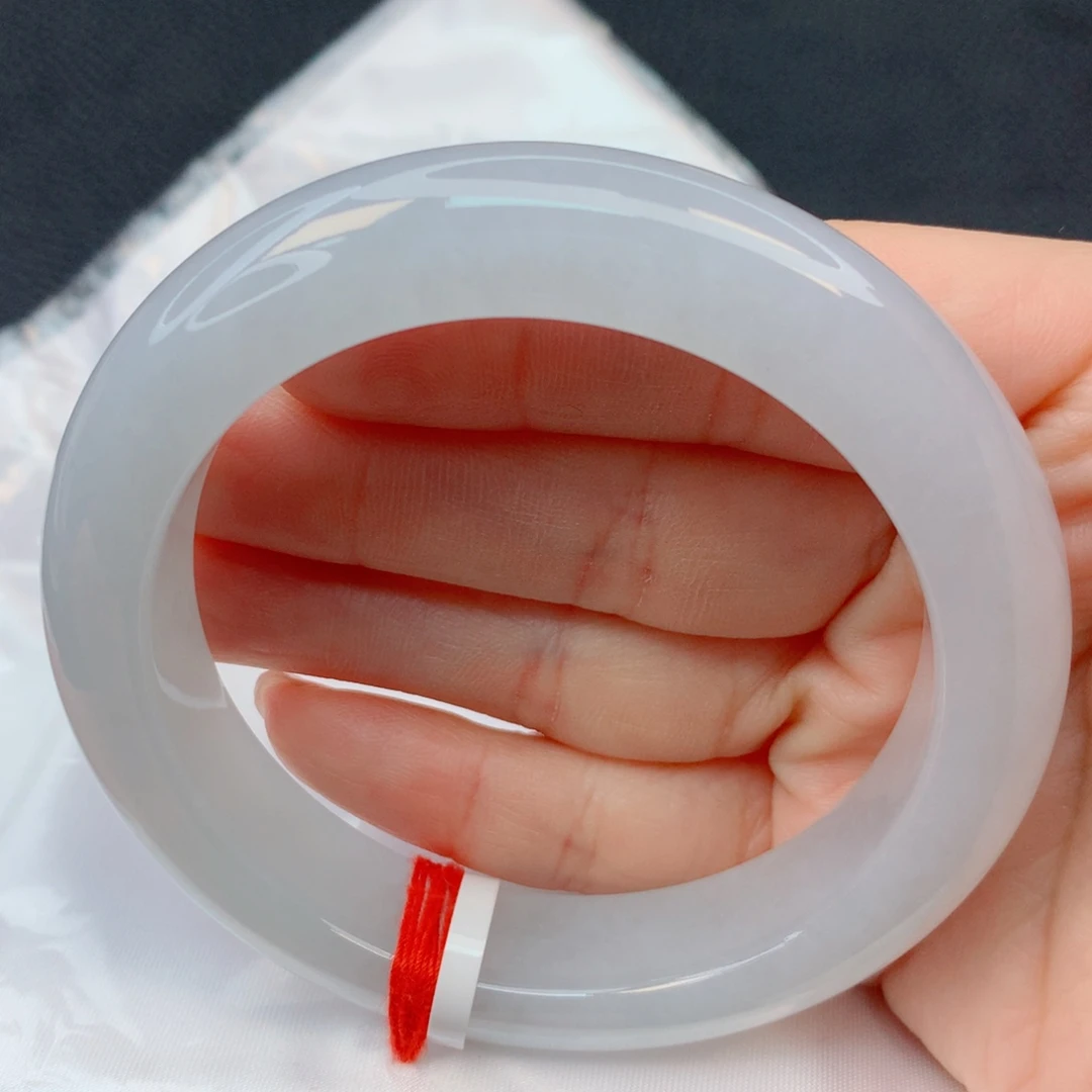 翡翠未镶嵌手镯55-56糯冰白月光