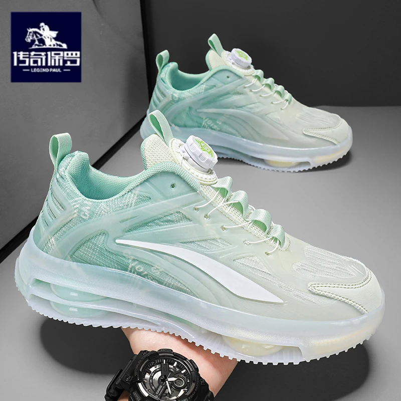 传奇保罗正版男鞋2025秋季青少年跑步运动休闲厚底增高白色老爹鞋