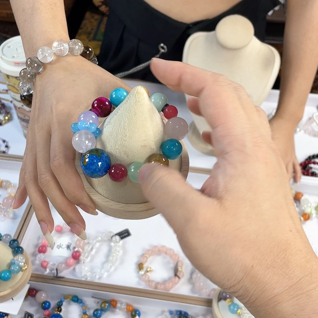 水晶手链银S925镀金镶嵌