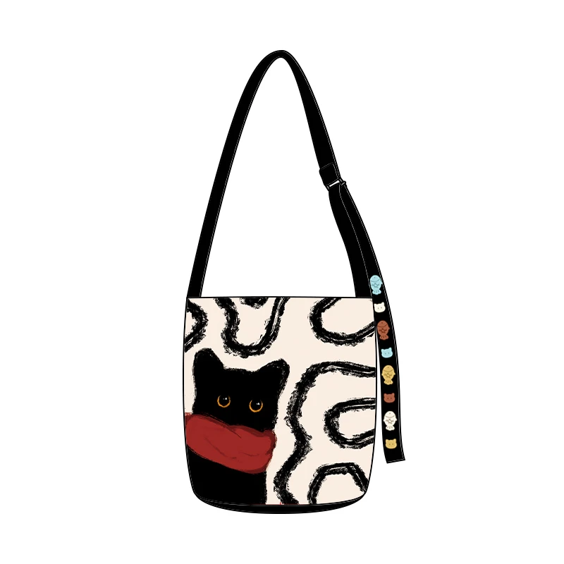 艺术鸭设计师原创红围巾煤球椭圆底飘带水桶包百搭单肩小众包