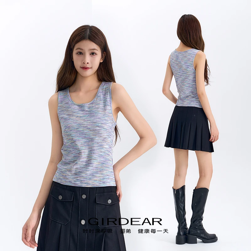 GIRDEAR/哥弟新款蓝色修身型百搭通勤韩系风时尚气质背心130015