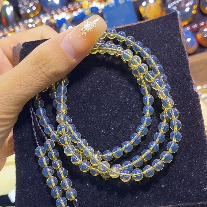 蓝珀未镶嵌珠宝奇石墨西哥蓝珀佛珠5