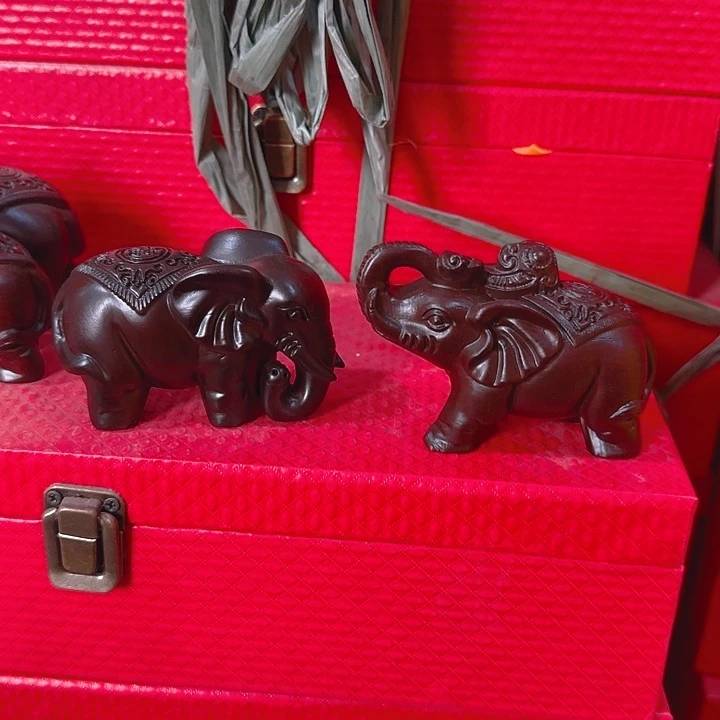 木黑檀木10如意上下象一对