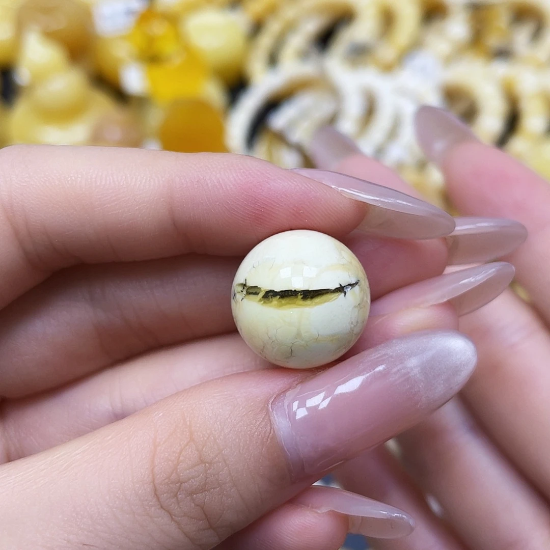 蜜蜡未镶嵌裸石奥利奥圆珠16.5mm瑕