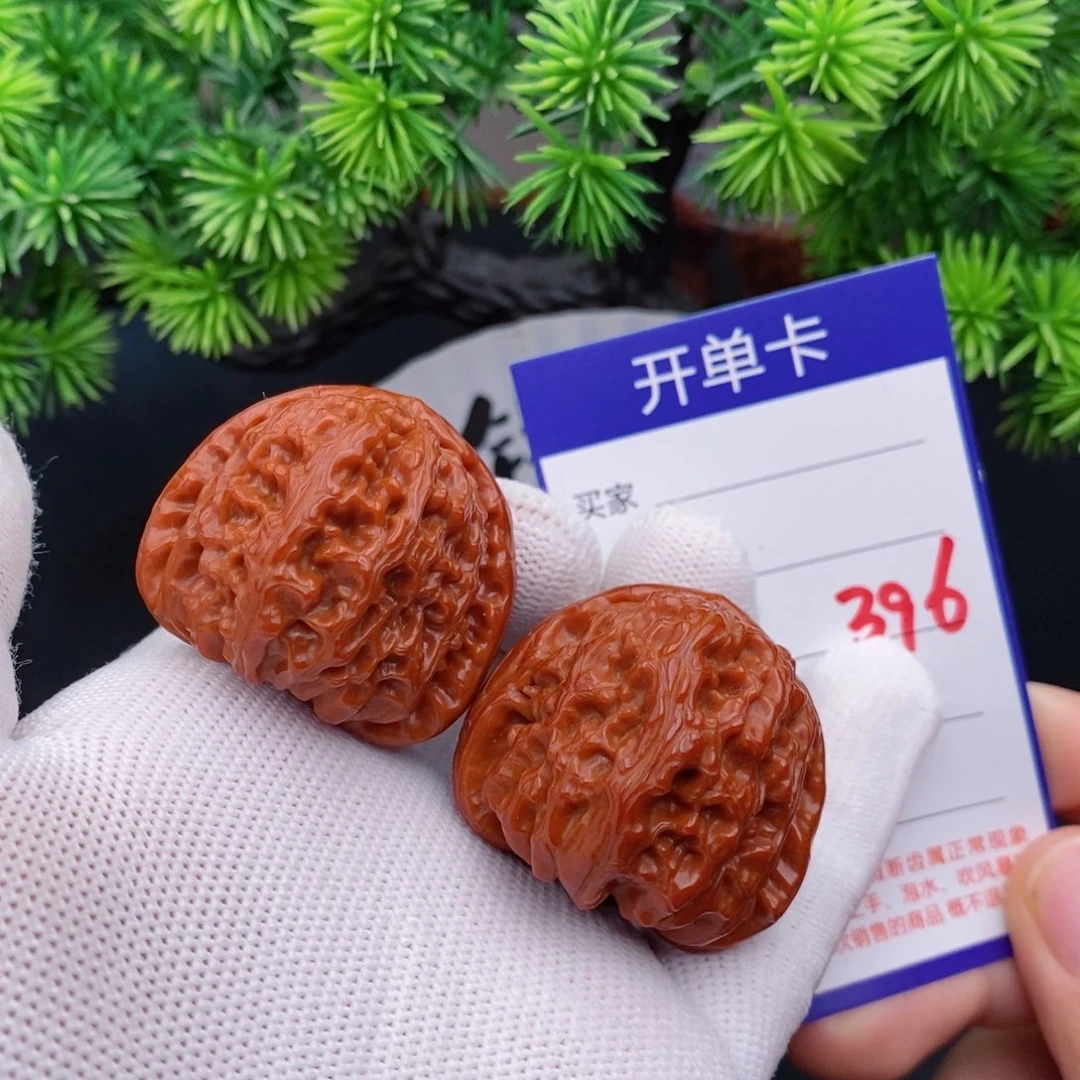 把件文玩核桃38三角白396