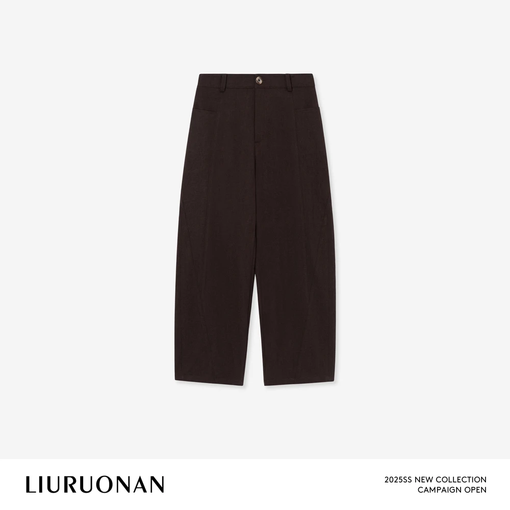 LIURUONAN 25SS【夏季紫檀裤】极简小众别致设计夏季高腰弯刀休闲裤