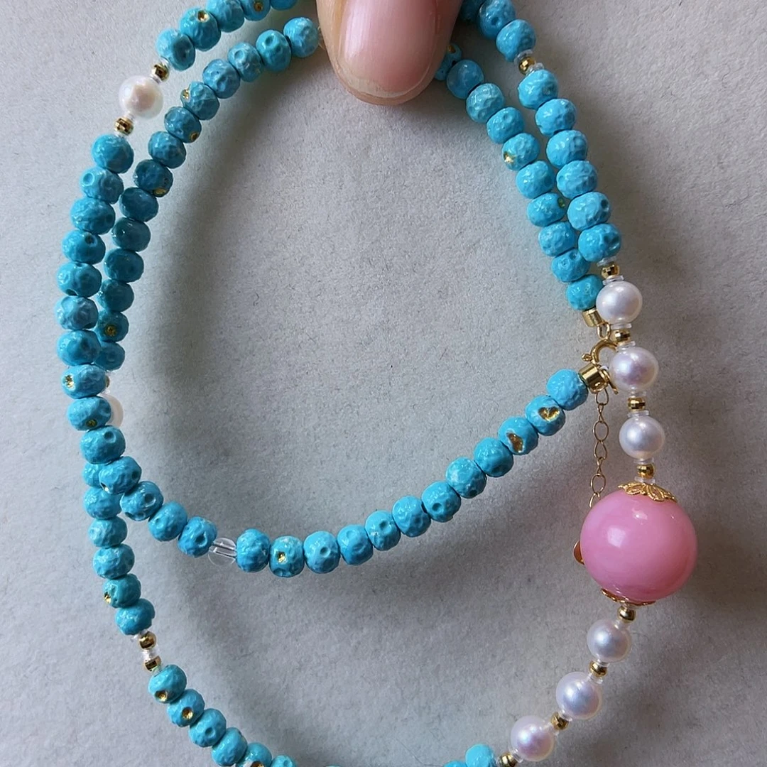 绿松石18K金镶嵌颈饰