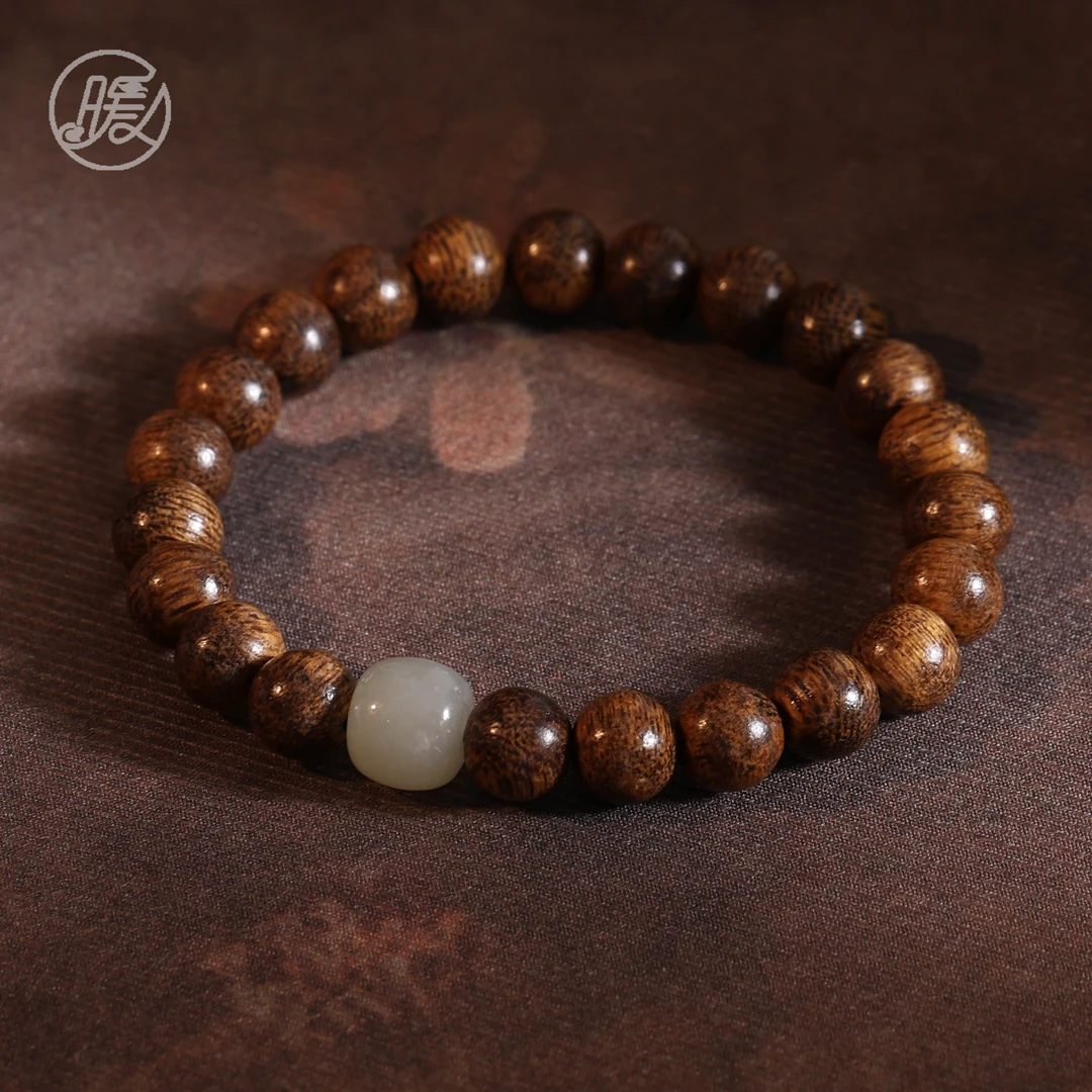 Nuanyan/暖言单圈和田玉老型珠路路通手串8mm手链M261多样性发一