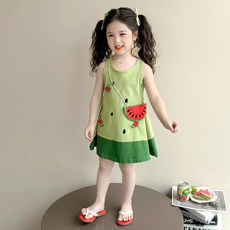 女童超可爱连衣裙2025夏季新款儿童宝宝洋气多巴胺立体西瓜背心裙