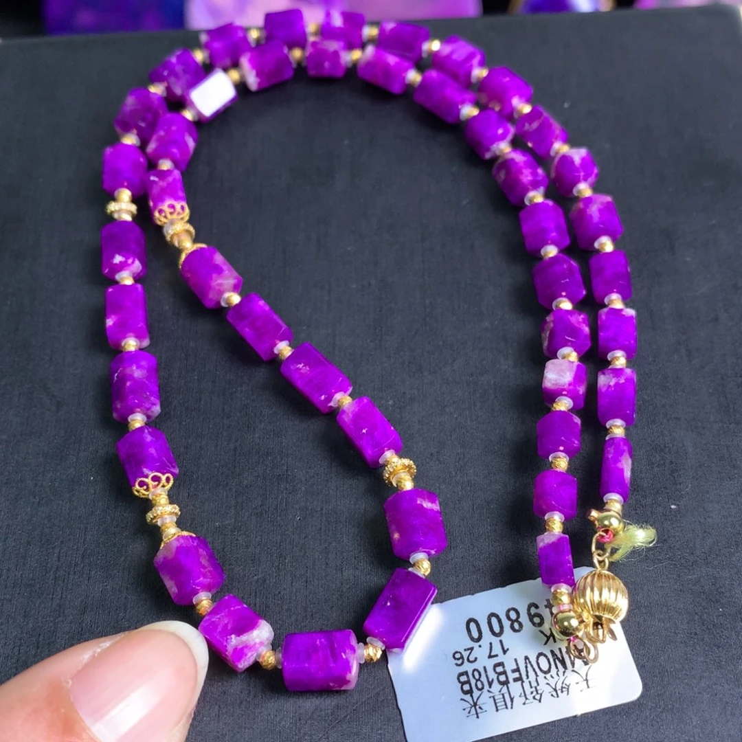 苏纪石（舒俱来）未镶嵌荷花红方糖项链