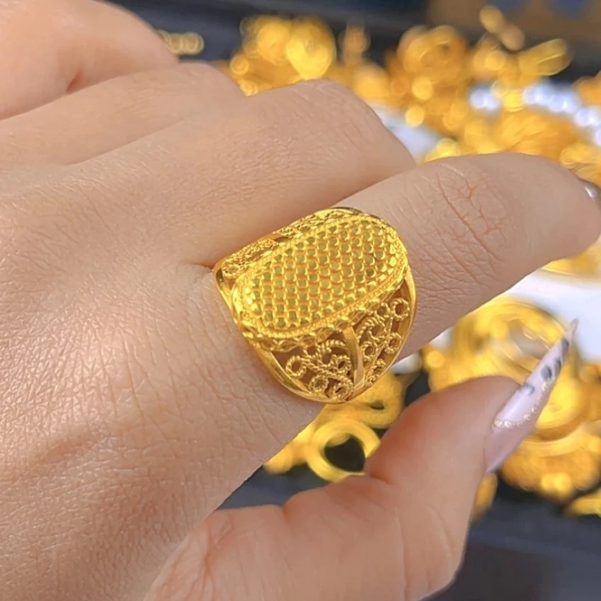 铜合金戒指 KS3015Nurluk 义乌一手发货金色原创设计欧美扣头欧若