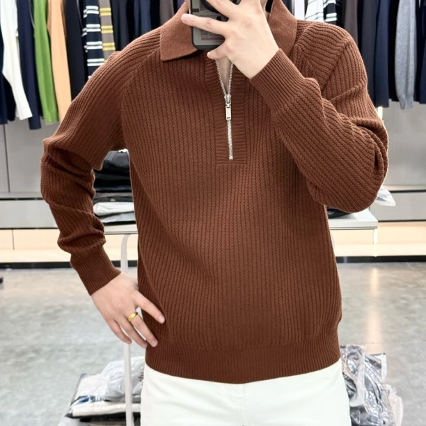 *他俊*秋冬休闲商务简欧轻奢半拉链翻领针织衫 32887
