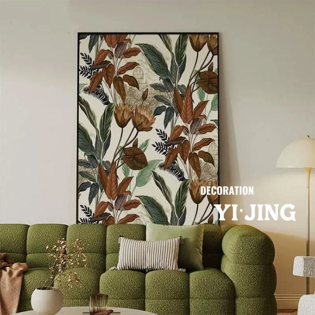 【晚秋】南洋复古风现代轻奢诧寂中古小众玄关落地背景墙砂岩挂画