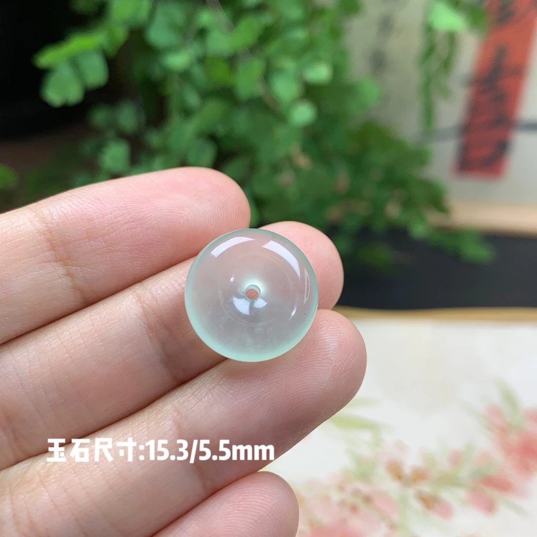 仙子翡翠高冰种起光胶感小平安扣肉质细腻镶嵌精美缅甸翡翠A货