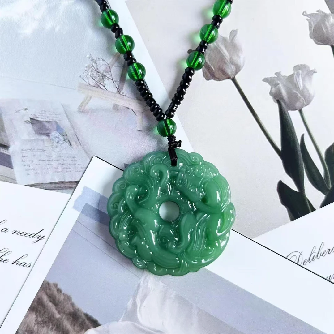 正情吞财貔貅时来运转平安扣碧绿色吊坠聚财走大运毛衣链