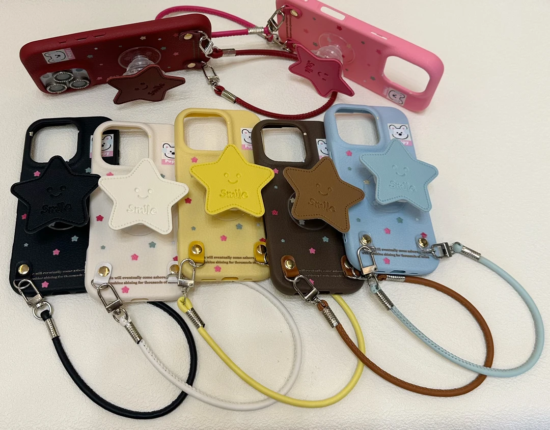 彩色星星支架适用苹果16Promax手机壳华为荣耀300/OPPO/vivo/小米