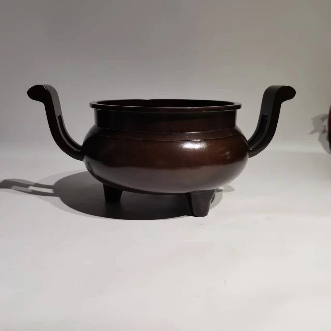 复古官帽耳三足鼎式香炉家居办公室桌面工艺品