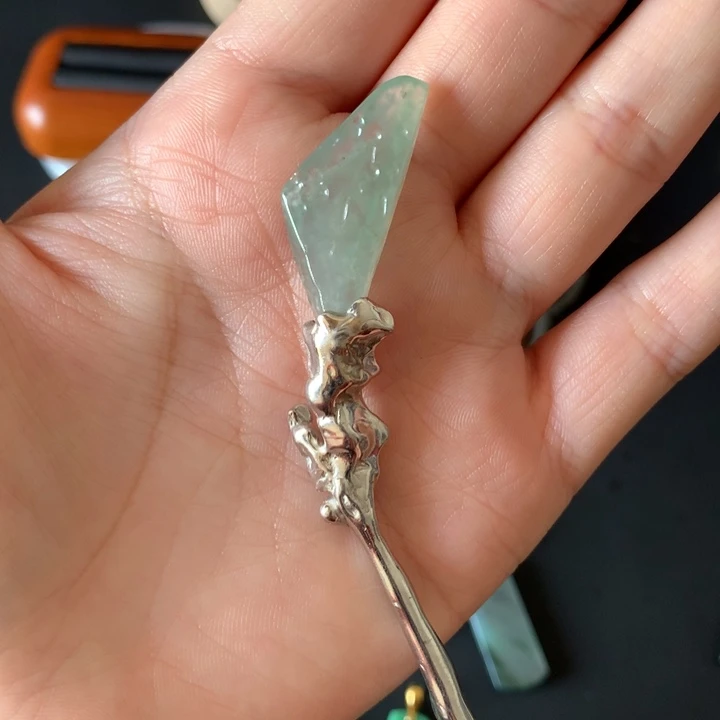 翡翠摆件银S925镶嵌阿***呀