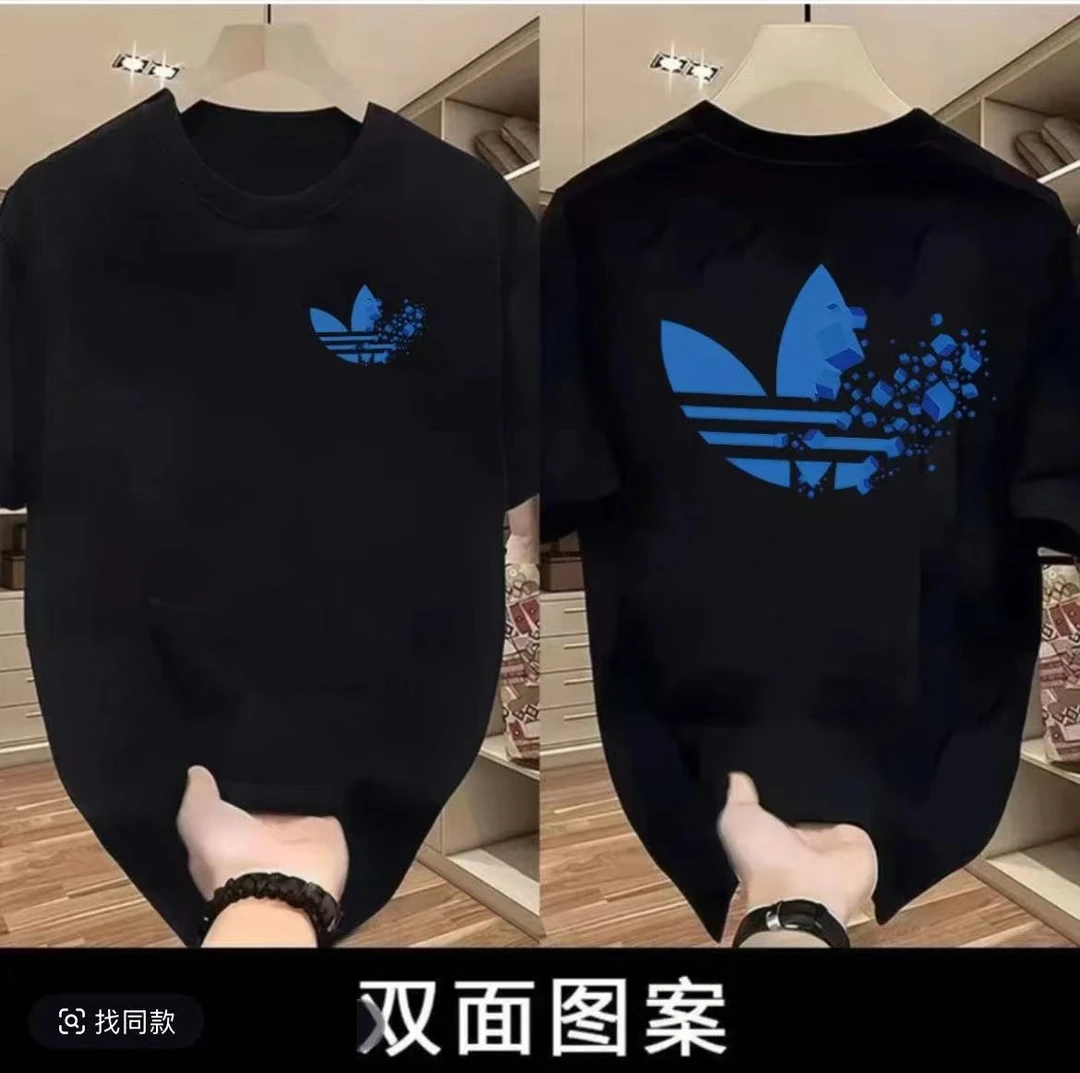 220g棉夏季圆领宽松短袖男女同款情侣装百搭时尚运动简约潮流-D32