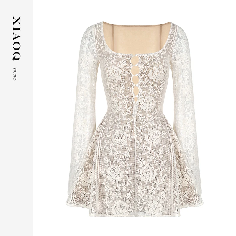 【小Q家】10455纯欲重工蕾丝收腰连衣裙