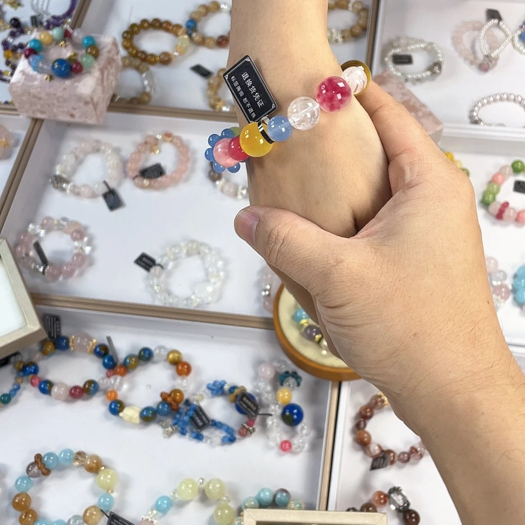 水晶手链银S925镀金镶嵌