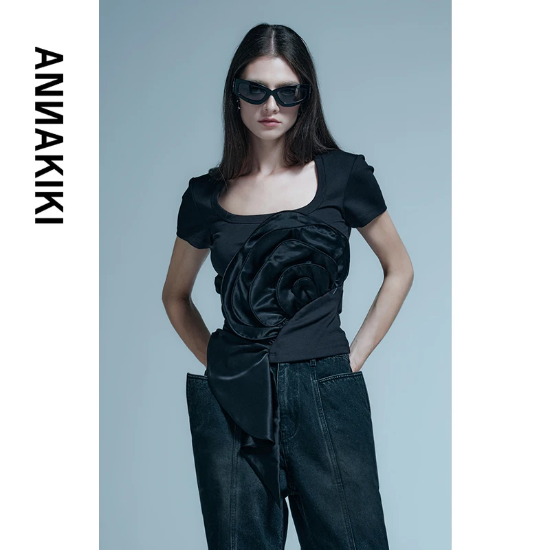 【AUNISEX专属】ANNAKIKI 醋酸拼接花朵上衣3E2A0204H377
