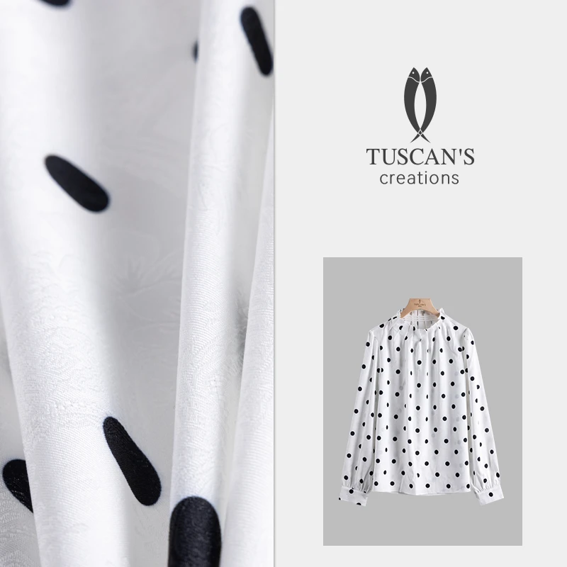 TUSCAN'S CREATIONS春季新款通勤女装高级感褶皱波点衬衫时代双鱼