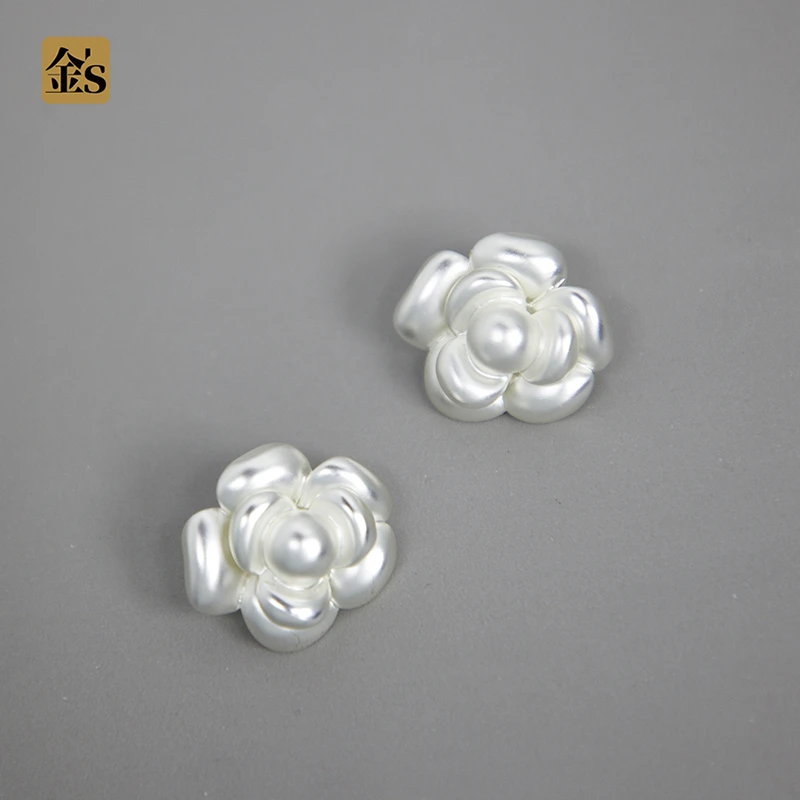 铜合金耳饰 【山茶花】银针赵露思许你耀眼秦海璐同款镀金耳环耳夹