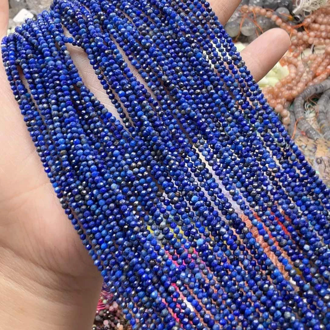 水晶珠宝半成品未镶嵌卡2青金切面一条