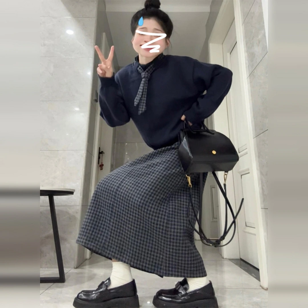 韩系学院风毛衣针织裙套装女秋冬2025新款慵懒风松弛感保暖两件套
