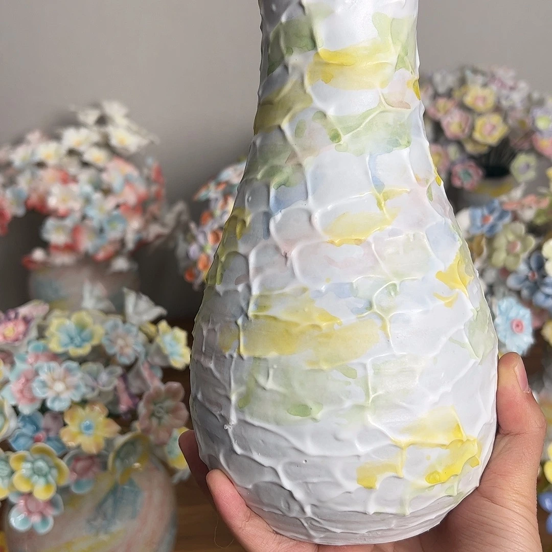 去***不琉璃手工艺品景德镇手工陶瓷花瓶