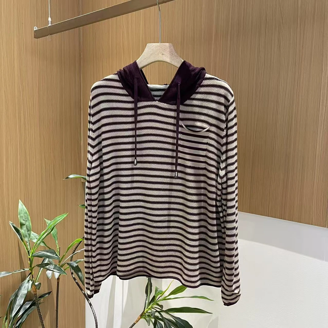 15009新款春秋宽松显瘦撞色百搭针织连帽T恤