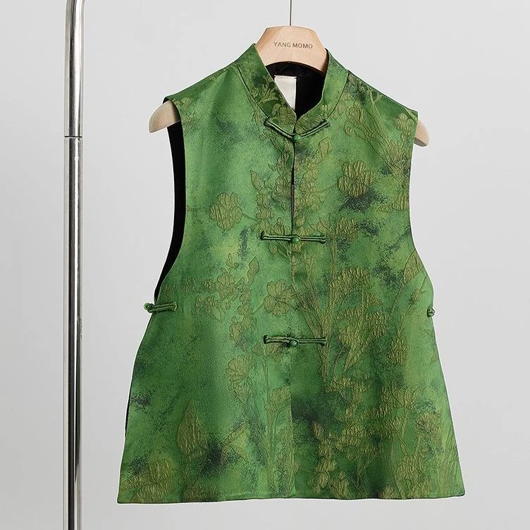 高档唐装上档次国风马甲复古国潮风无袖坎肩盘扣马甲新款设计感