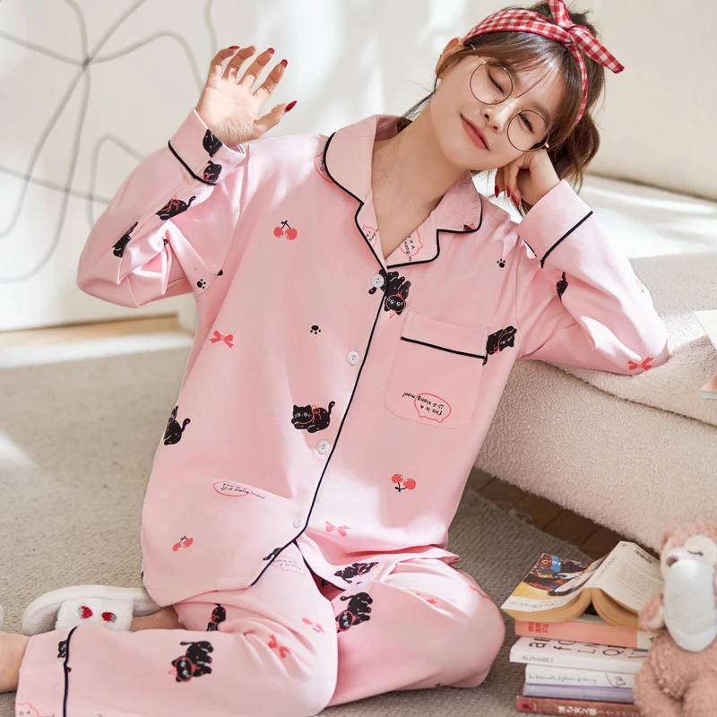 睡衣女2025年春秋新款长袖可爱休闲网红爆款可外穿大码家居服套装