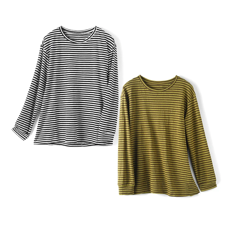 34104【觅系列】条纹舒适显瘦长袖T恤33MX268A113