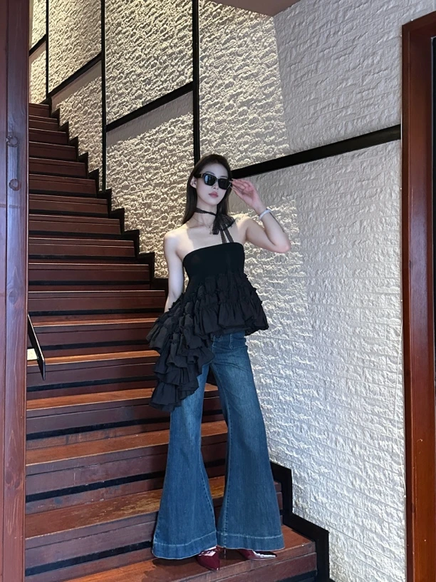 抹胸蛋糕裙上衣半身裙牛仔