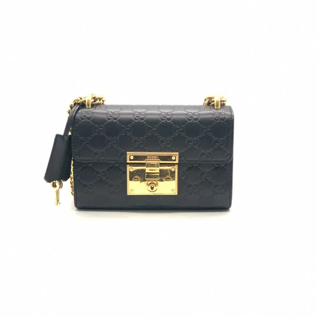 95新 GUCCI/古驰 全黑色小号月光宝盒链条包