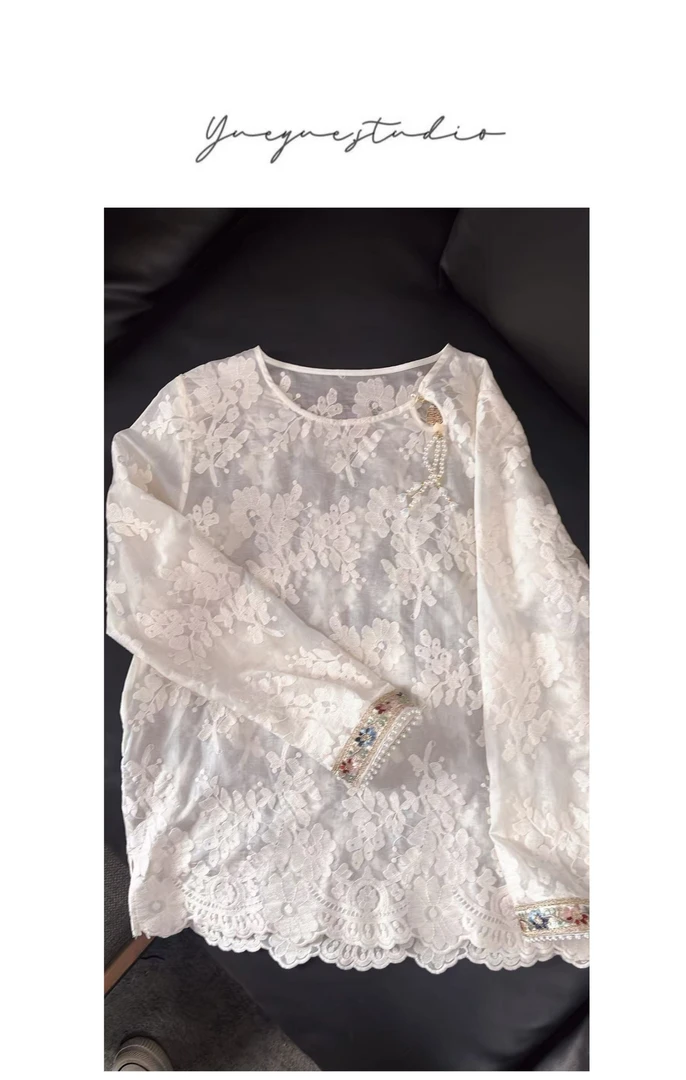 BAISHIQI【春藤白花】NEW重工蕾丝上衣A090